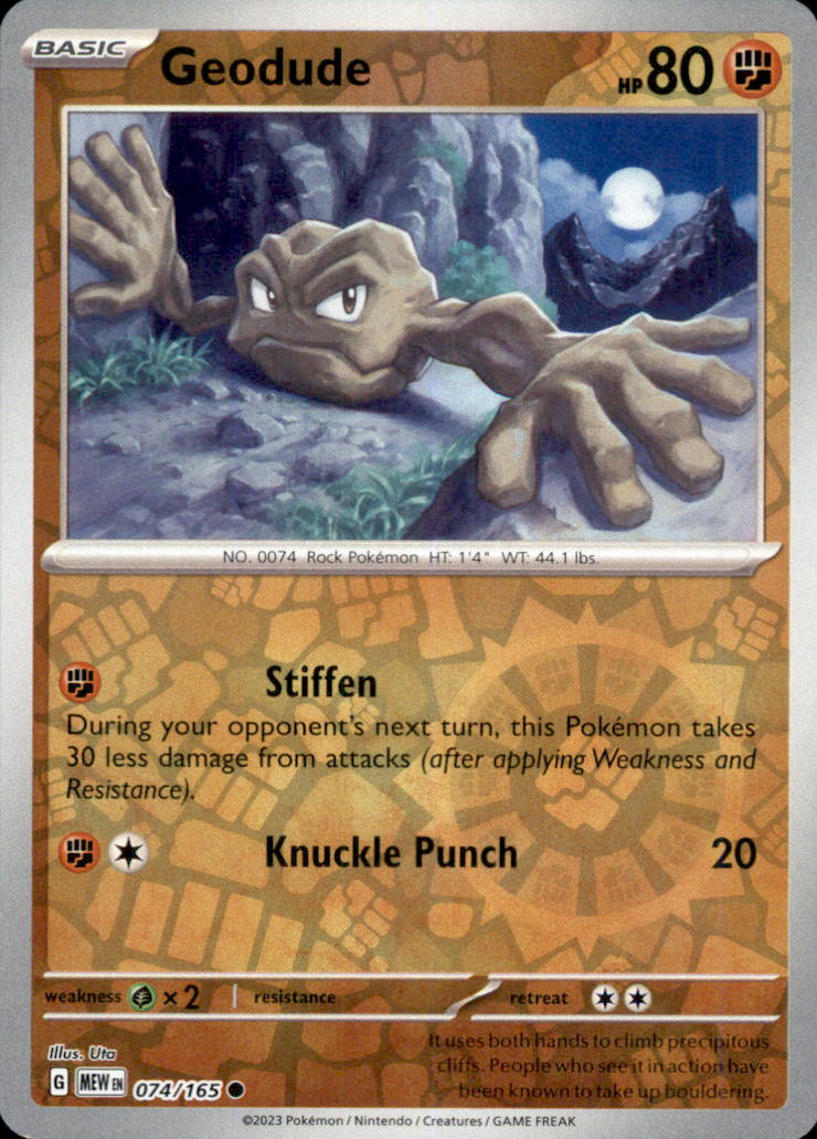 Geodude Reverse Holo Common SV: Scarlet & Violet 151 074/165 NM