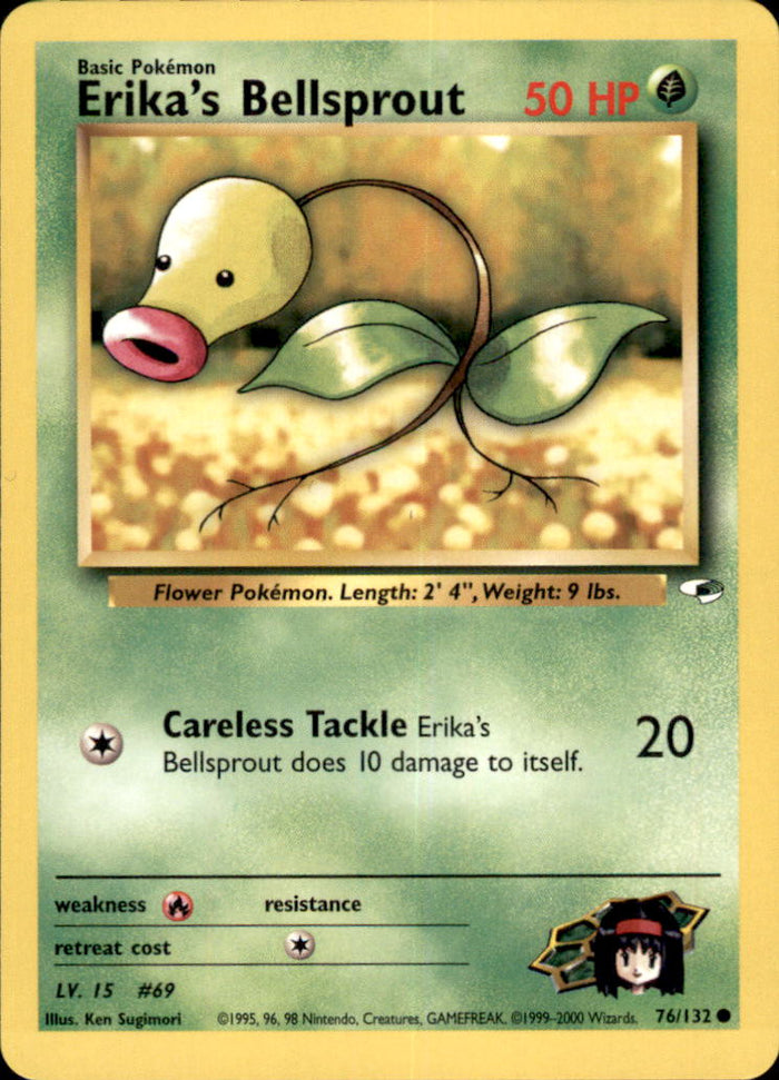 Erika's Bellsprout (76) Unlimited Common Gym Heroes 076/132 NM