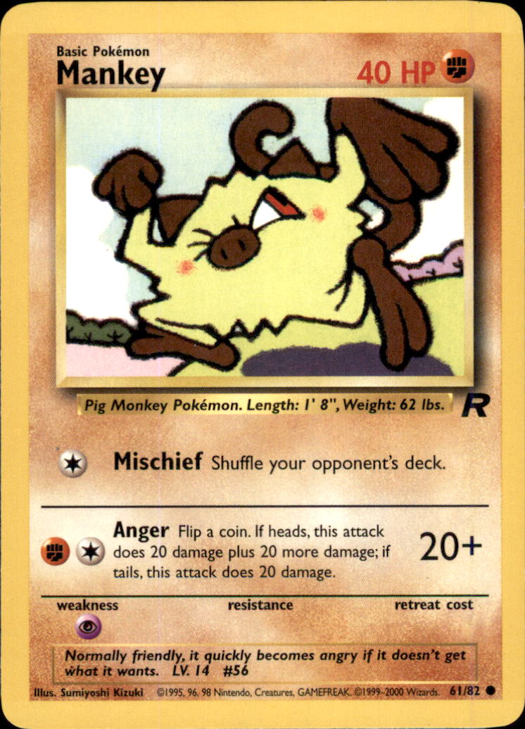 Mankey Unlimited Common Team Rocket 61/82 LP