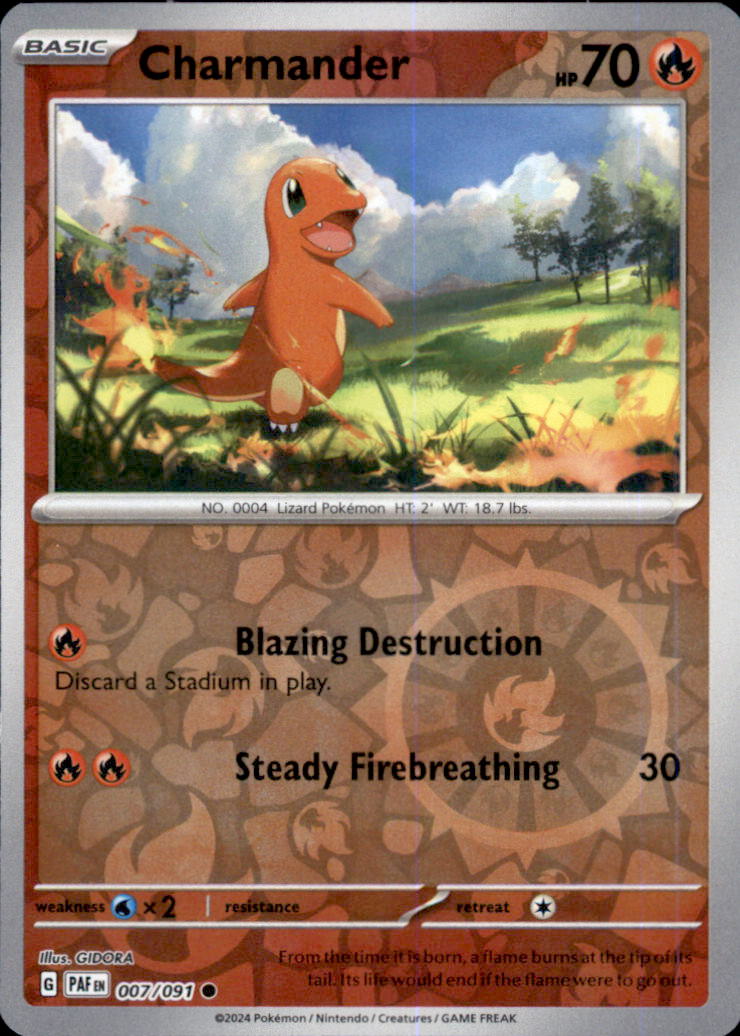 Charmander Reverse Holo Common SV: Paldean Fates 007/091 NM