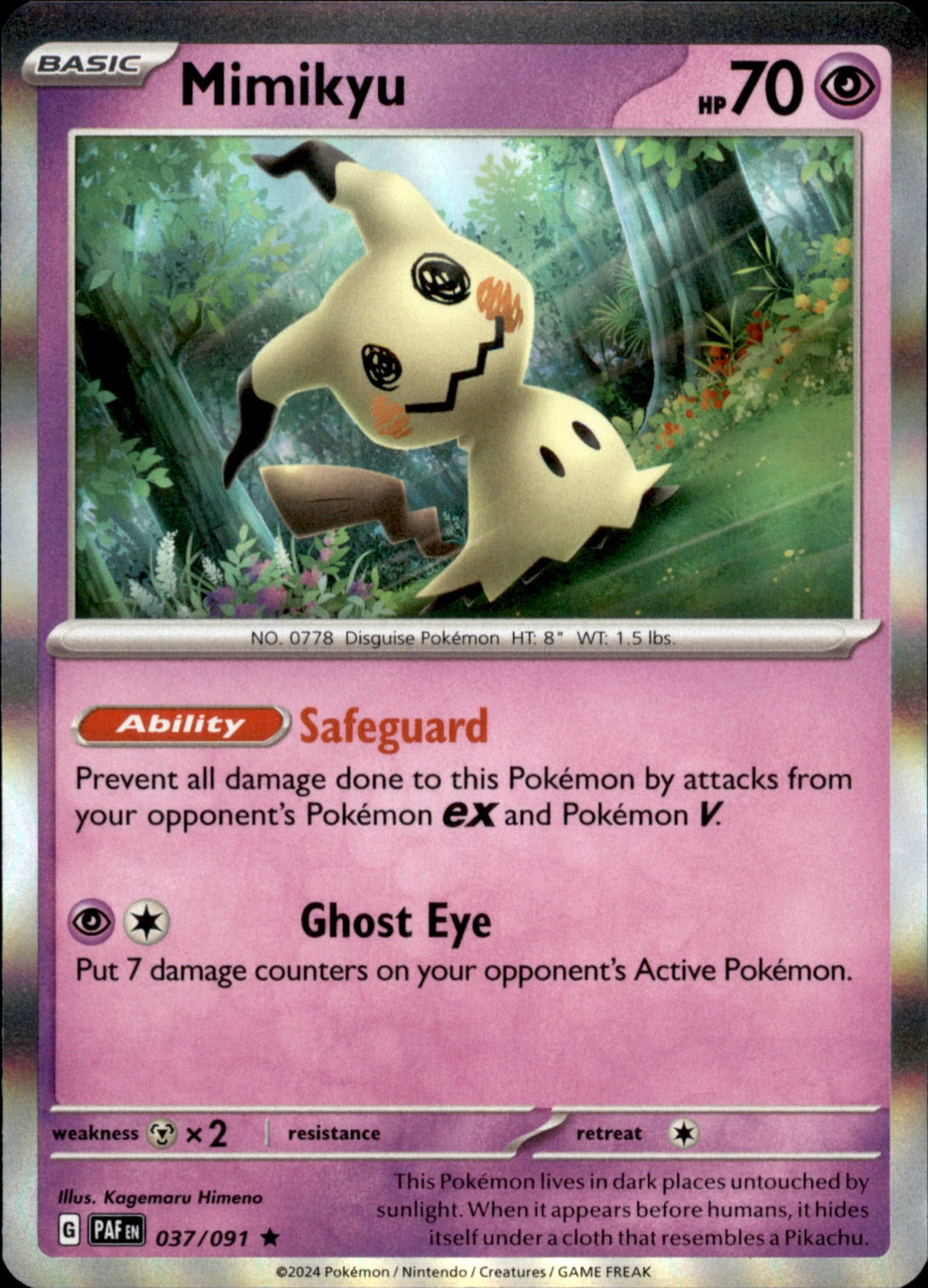 Mimikyu Holo Rare SV: Paldean Fates 037/091 NM