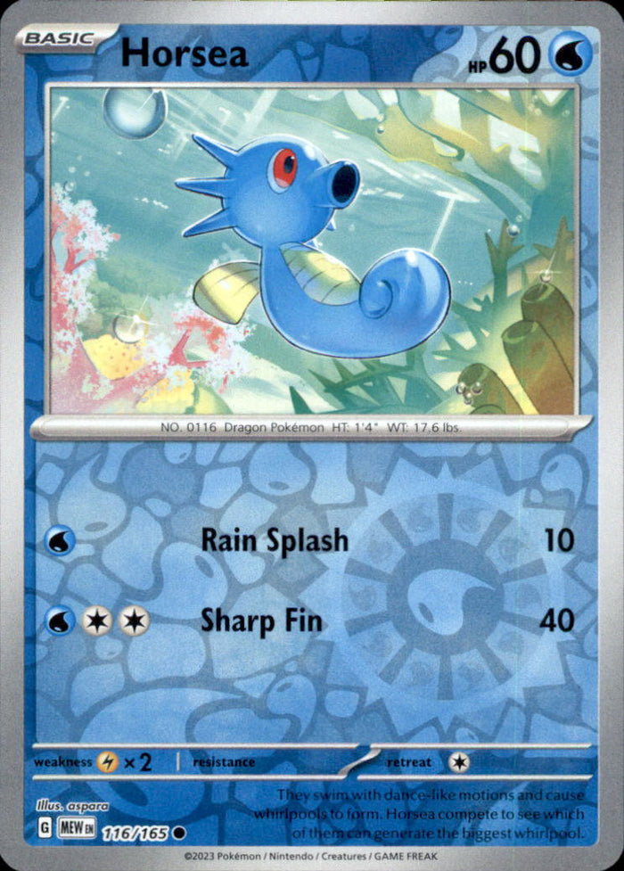 Horsea Reverse Holo Common SV: Scarlet & Violet 151 116/165 NM