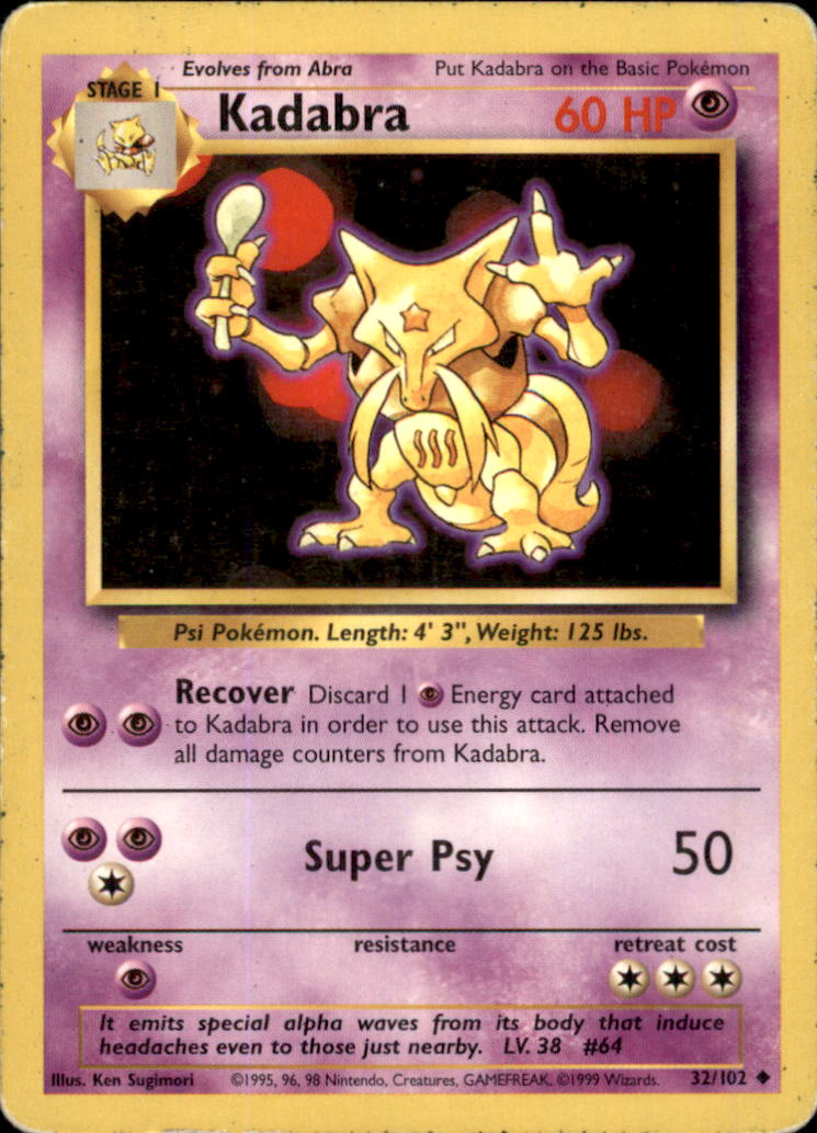 Kadabra Uncommon Base Set 032/102 LP