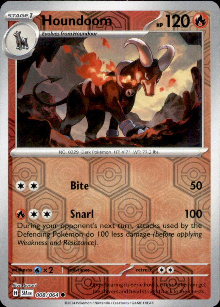 Houndoom Reverse Holo Common SV: Shrouded Fable 008/064 NM