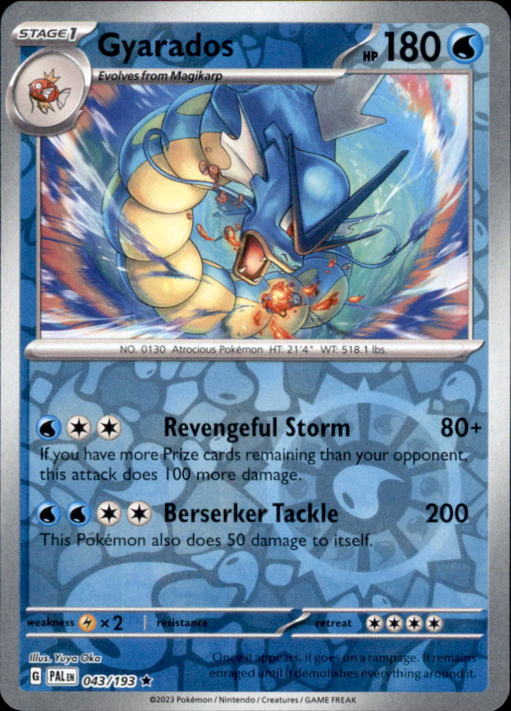 Gyarados Reverse Holo Rare SV02: Paldea Evolved 043/193 NM