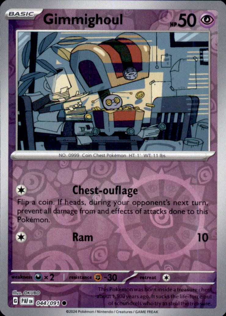 Gimmighoul Reverse Holo Common SV: Paldean Fates 044/091 NM