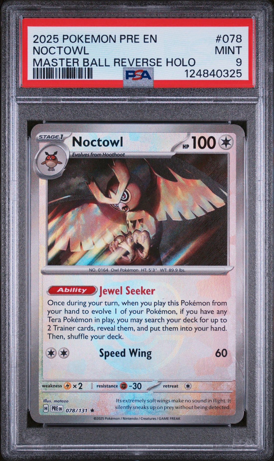 Noctowl (Master Ball Pattern) Holo Rare SV: Prismatic Evolutions 078/131 NM