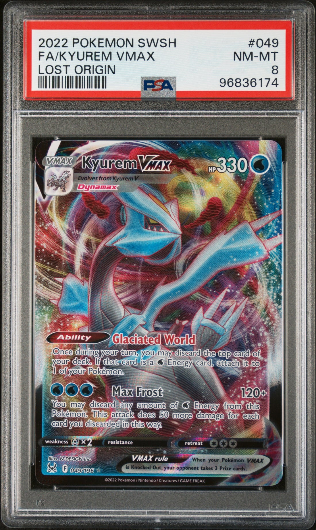 Fa/Kyurem Vmax Lost Origin Pokemon Sword & Shield Lost Origin 049 NM PSA 8