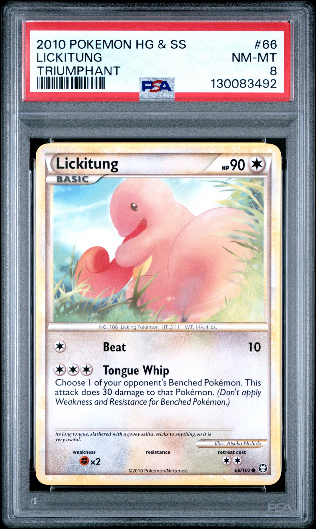 Lickitung Triumphant Pokemon Heartgold & Soulsilver Triumphant 66 NM PSA 8
