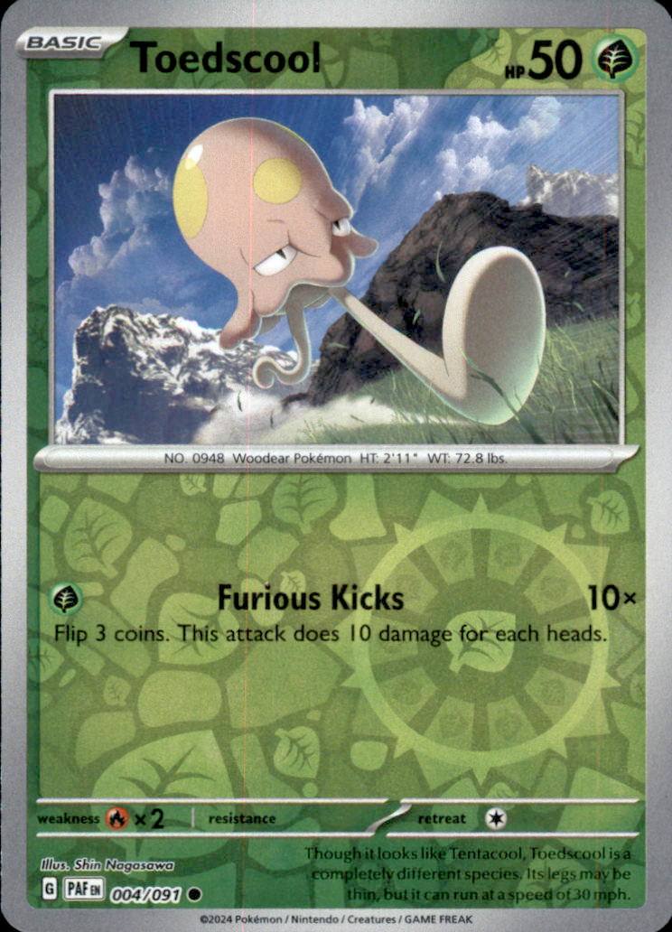 Toedscool Reverse Holo Common SV: Paldean Fates 004/091 NM
