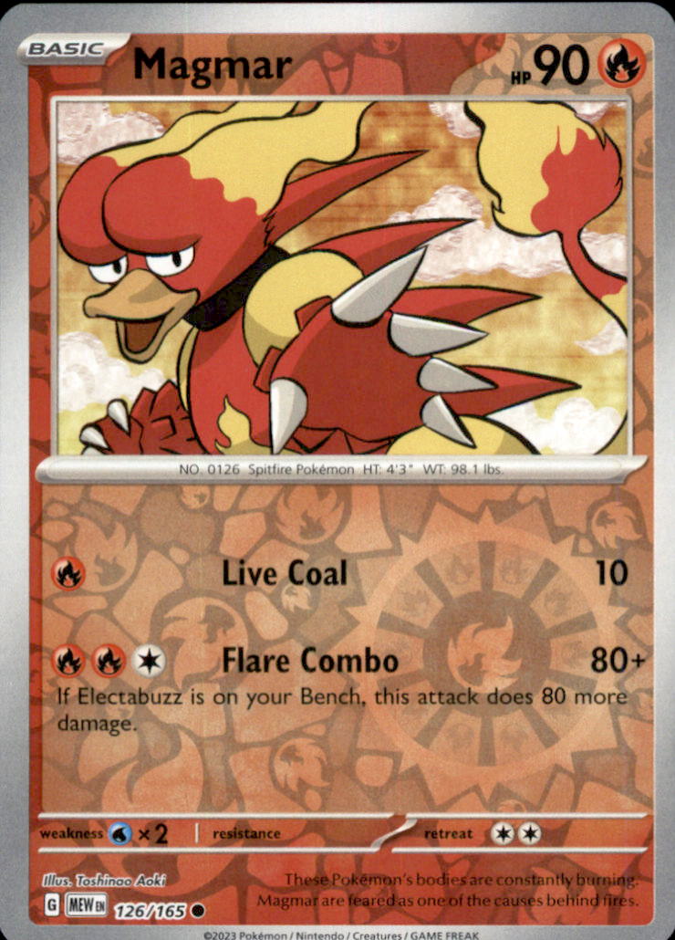 Magmar Reverse Holo Common SV: Scarlet & Violet 151 126/165 NM