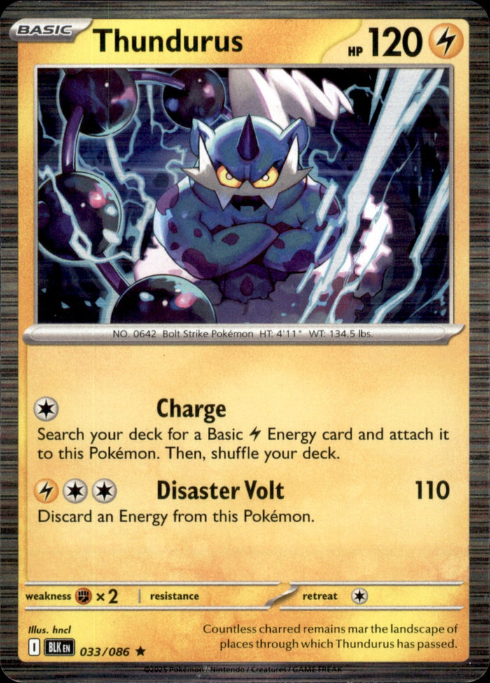 Thundurus Holo Rare SV: Black Bolt 033/086 NM