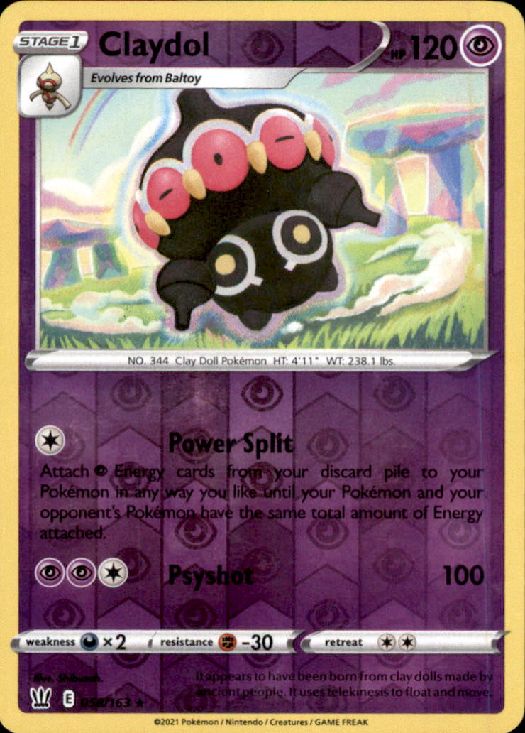Claydol Reverse Holo Rare SWSH05: Battle Styles 058/163 NM