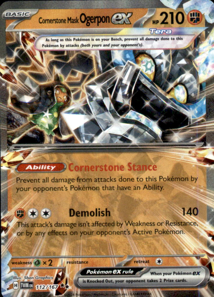 Cornerstone Mask Ogerpon ex Holo SV06: Twilight Masquerade 112/167 NM