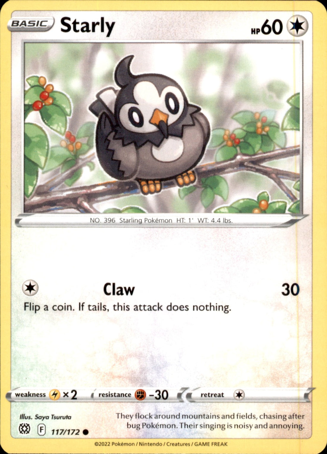 Starly Common SWSH09: Brilliant Stars 117/172 NM