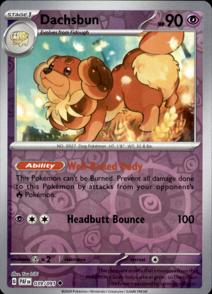 Dachsbun Reverse Holo Uncommon SV: Paldean Fates 039/091 NM