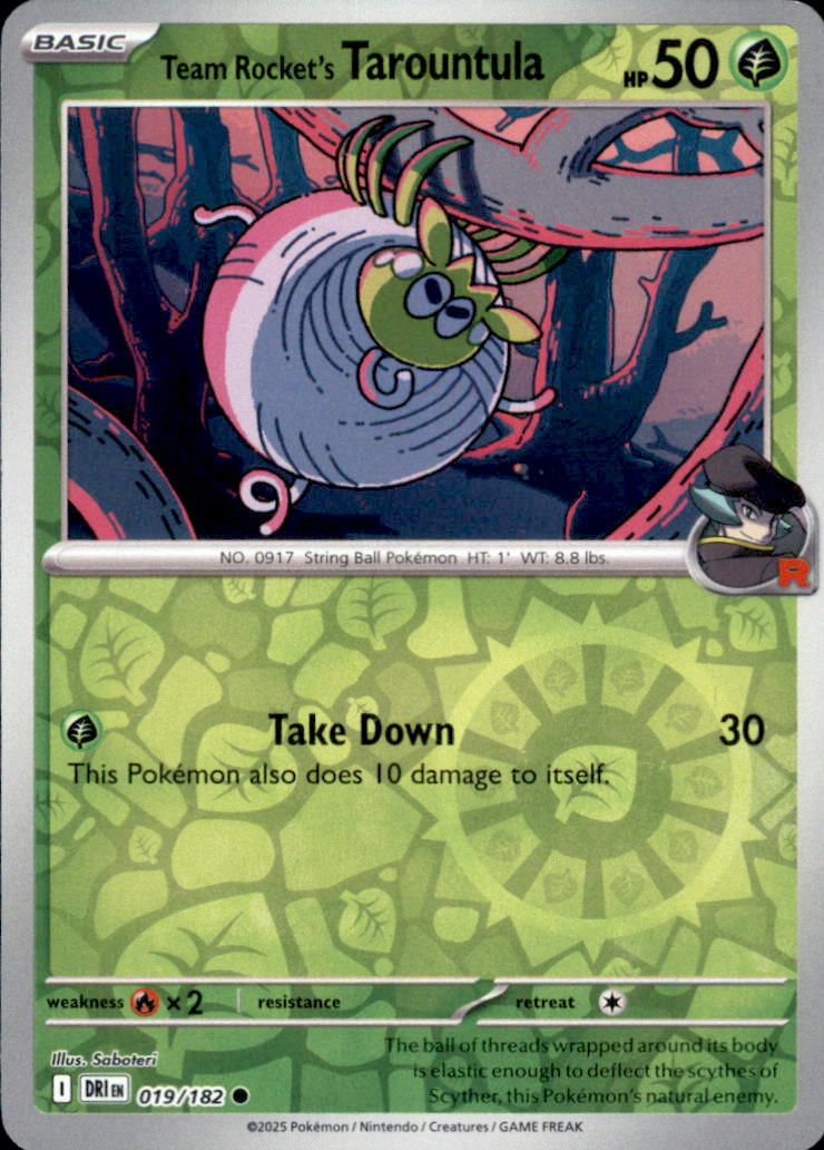 Team Rocket's Tarountula Reverse Holo Common SV10: Destined Rivals 019/182 NM