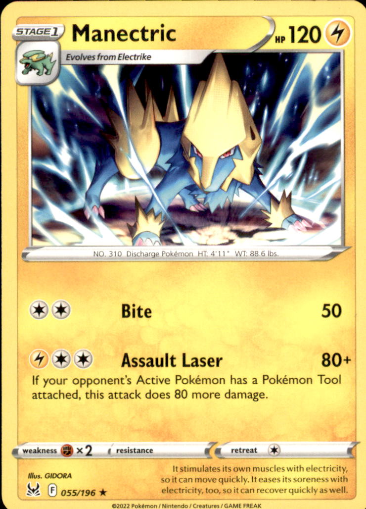 Manectric Rare SWSH11: Lost Origin 055/196 NM