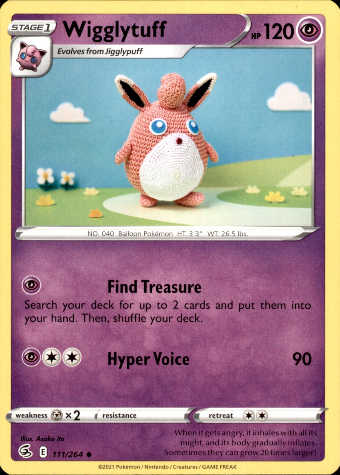 Wigglytuff Uncommon SWSH08: Fusion Strike 111/264 NM