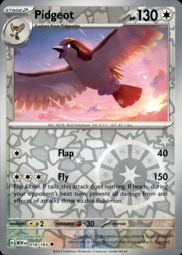 Pidgeot Reverse Holo Uncommon SV: Scarlet & Violet 151 018/165 NM