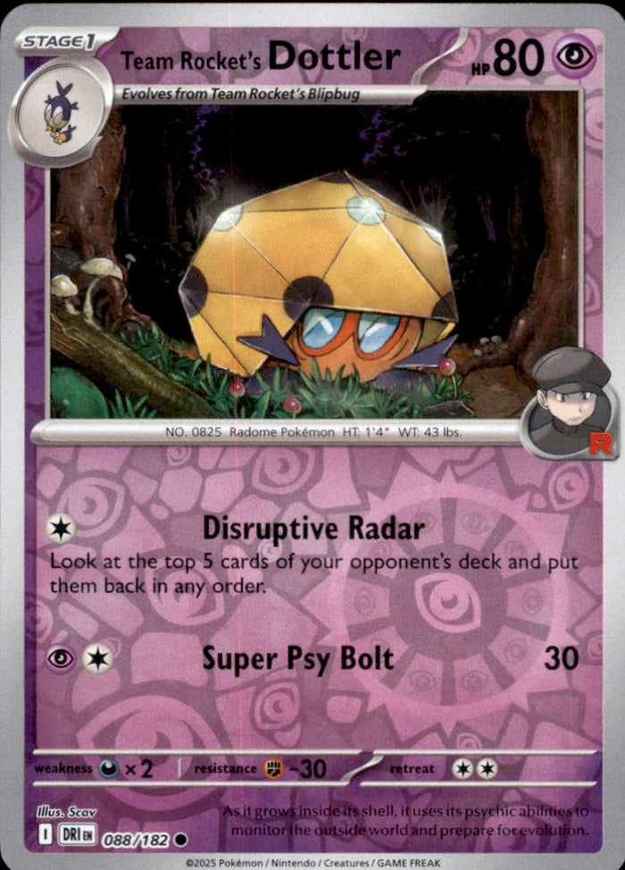Team Rocket's Dottler Reverse Holo Common SV10: Destined Rivals 088/182 NM