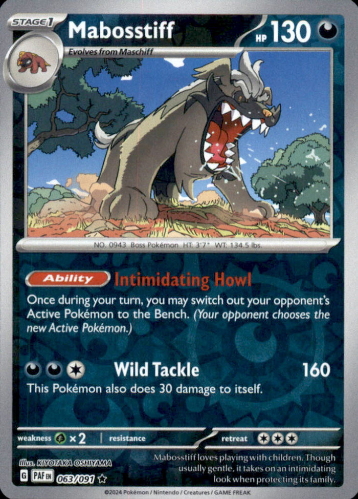 Mabosstiff Reverse Holo Rare SV: Paldean Fates 063/091 MP