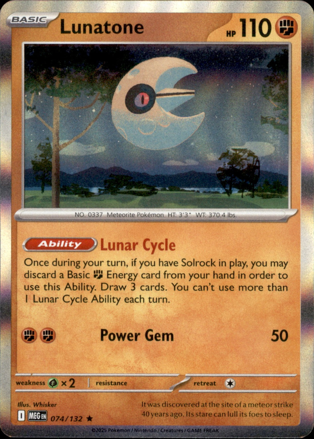 Lunatone Holo Rare ME01: Mega Evolution 074/132 NM