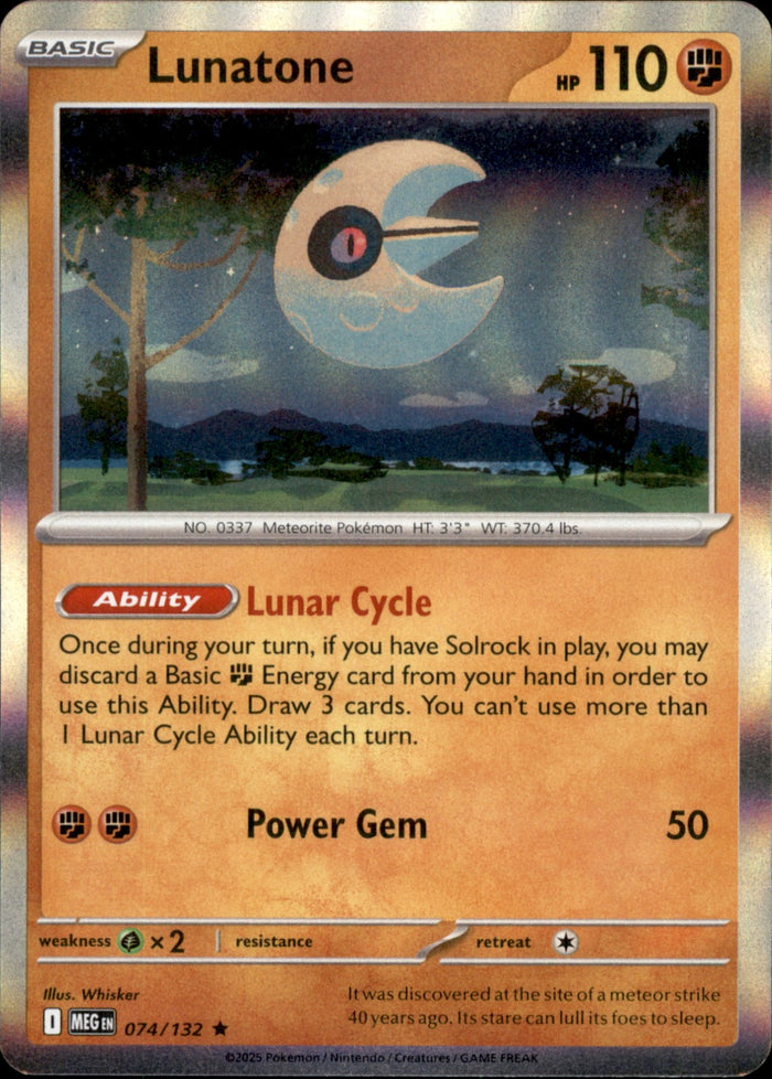Lunatone Holo Rare ME01: Mega Evolution 074/132 NM