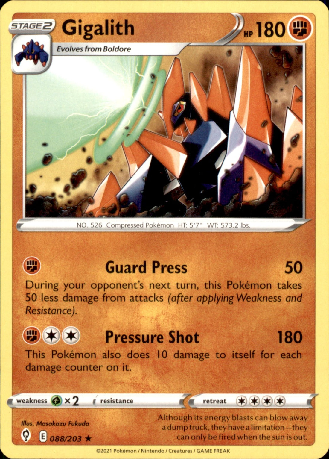 Gigalith Rare SWSH07: Evolving Skies 088/203 NM