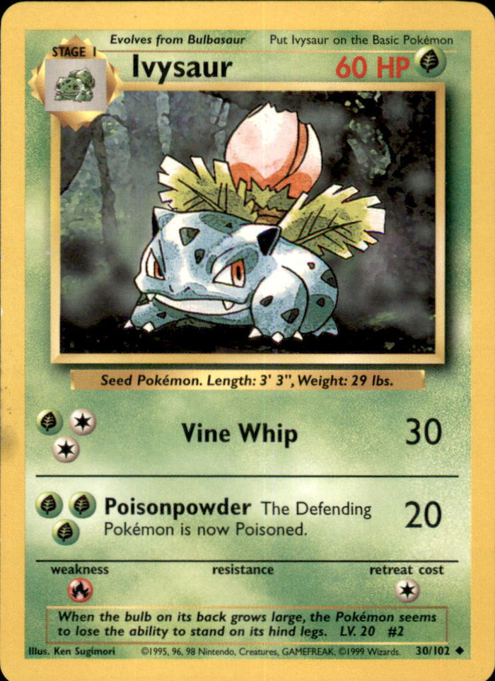 Ivysaur Uncommon Base Set 030/102 NM