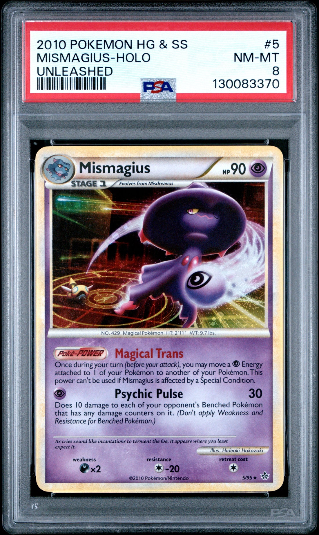 Mismagius-Holo Unleashed Pokemon Heartgold & Soulsilver Unleashed 5 NM PSA 8