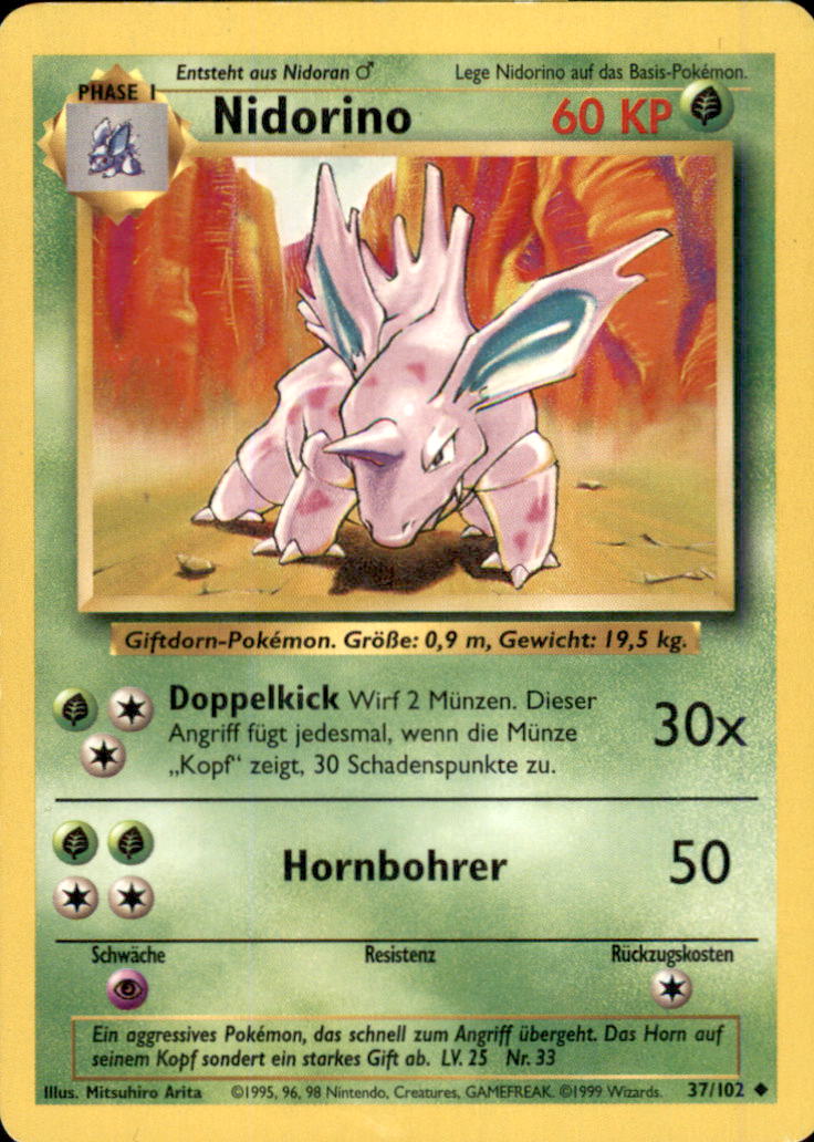 Nidorino Uncommon Base Set 037/102 LP