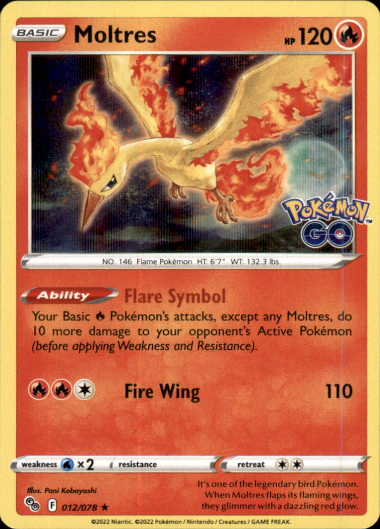 Moltres Holo Rare Pokemon GO 012/078 NM