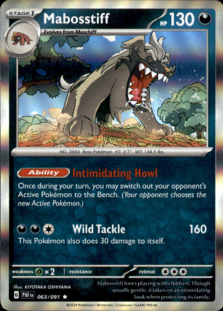 Mabosstiff Holo Rare SV: Paldean Fates 063/091 NM