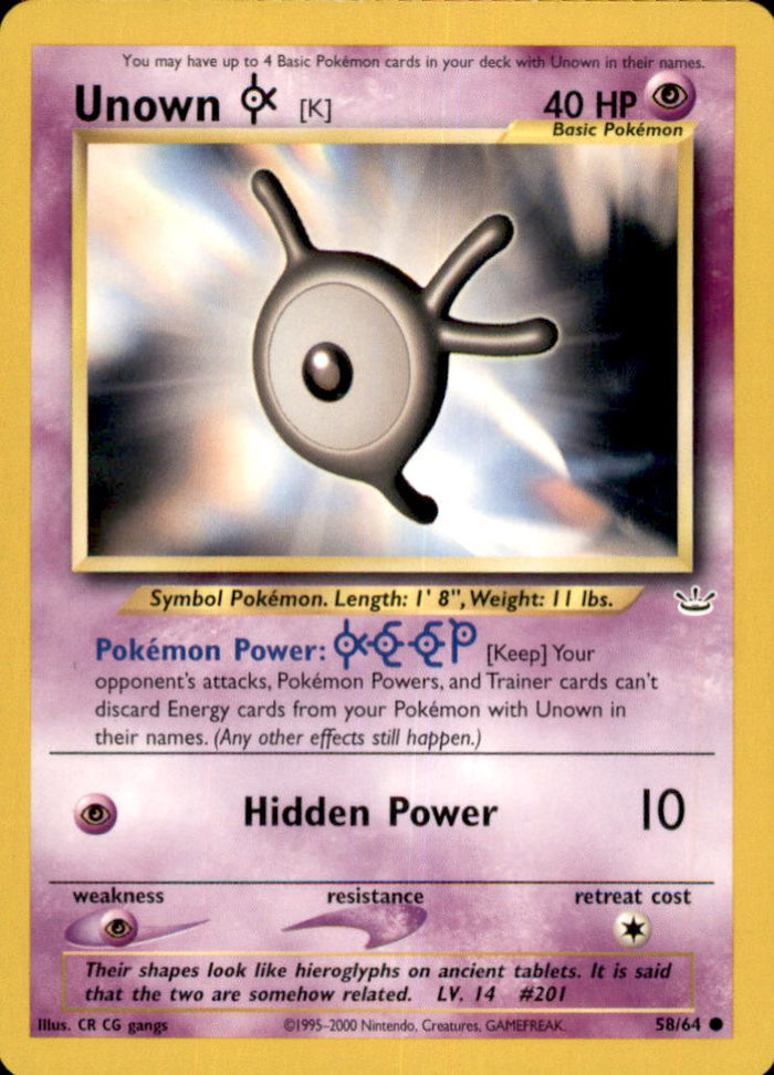 Unown [K] Unlimited Common Neo Revelation 58/64 NM