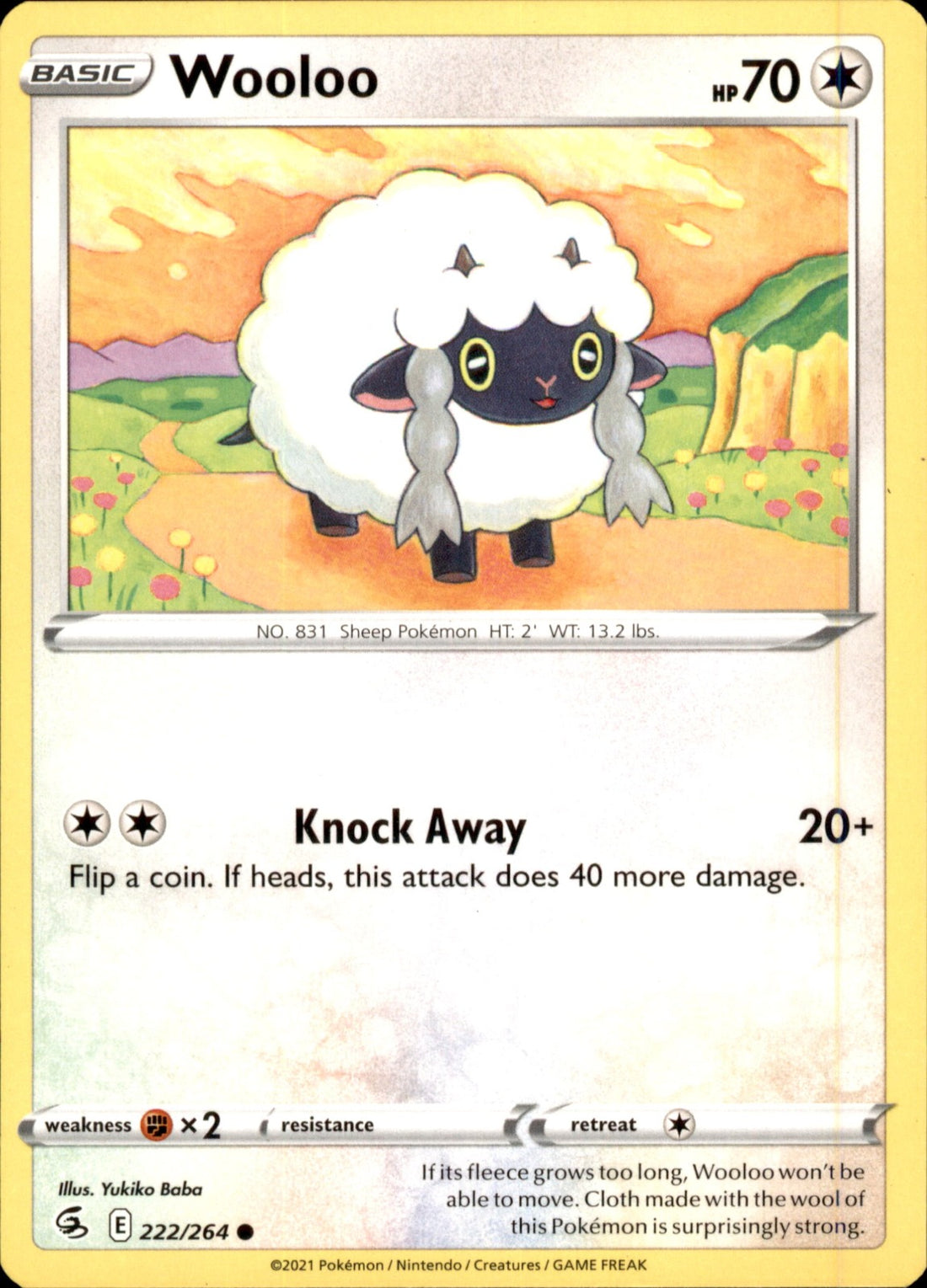 Wooloo (222) Common SWSH08: Fusion Strike 222/264 NM