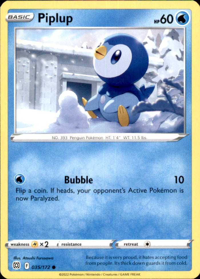 Piplup Common SWSH09: Brilliant Stars 035/172 NM