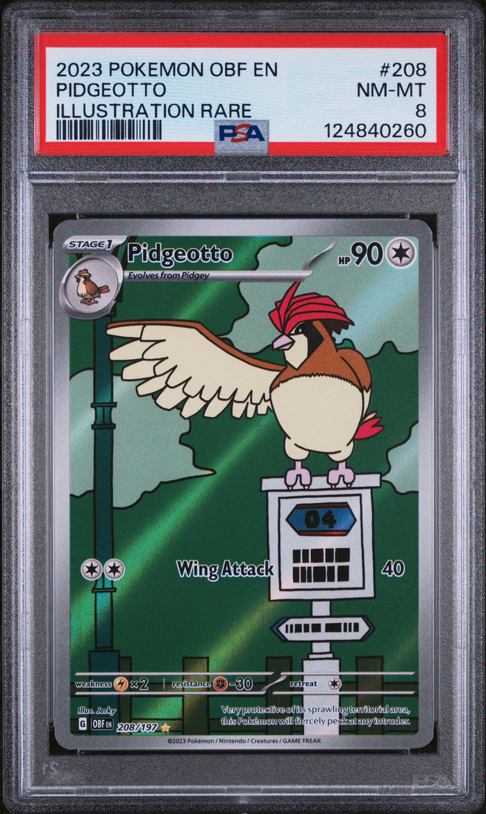 Pidgeotto Illustration Rare Pokemon Obf En-Obsidian Flames 208 NM PSA 8