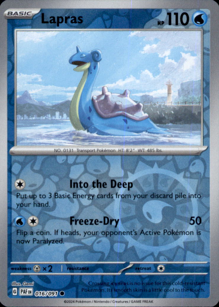 Lapras Reverse Holo Common SV: Paldean Fates 016/091 NM
