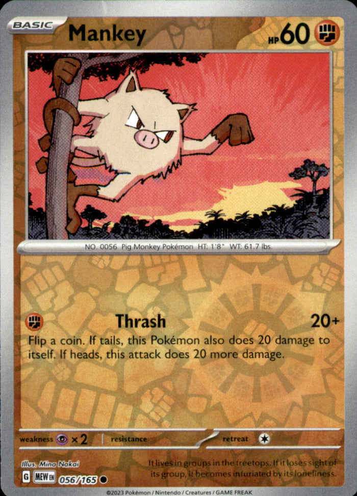 Mankey Reverse Holo Common SV: Scarlet & Violet 151 056/165 NM