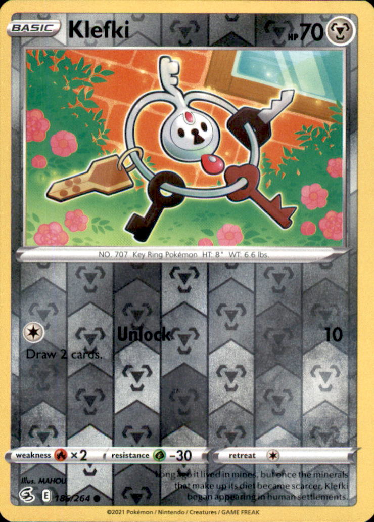 Klefki Reverse Holo Common SWSH08: Fusion Strike 186/264 NM