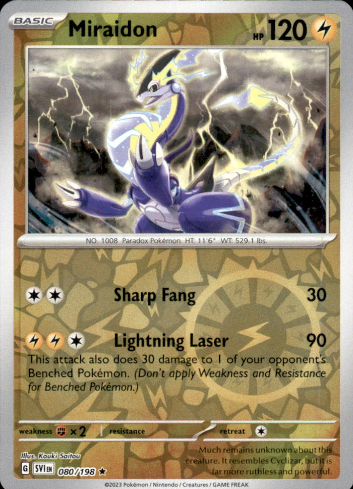 Miraidon Reverse Holo Rare SV01: Scarlet & Violet Base Set 080/198 NM