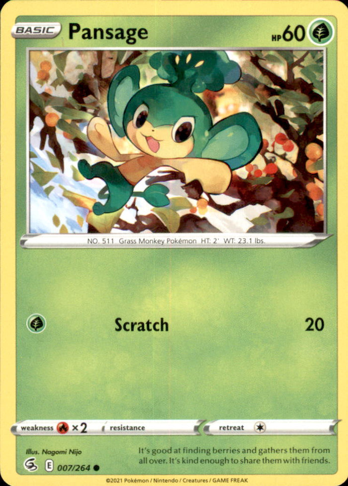 Pansage Common SWSH08: Fusion Strike 007/264 NM
