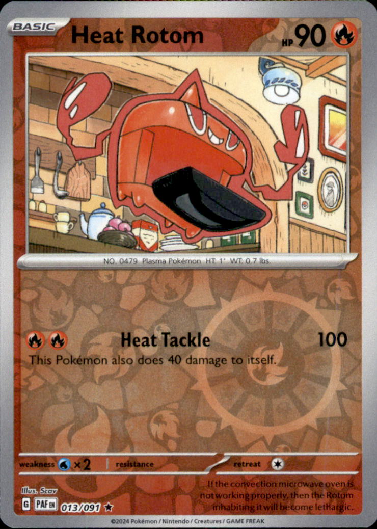 Heat Rotom Reverse Holo Rare SV: Paldean Fates 013/091 NM
