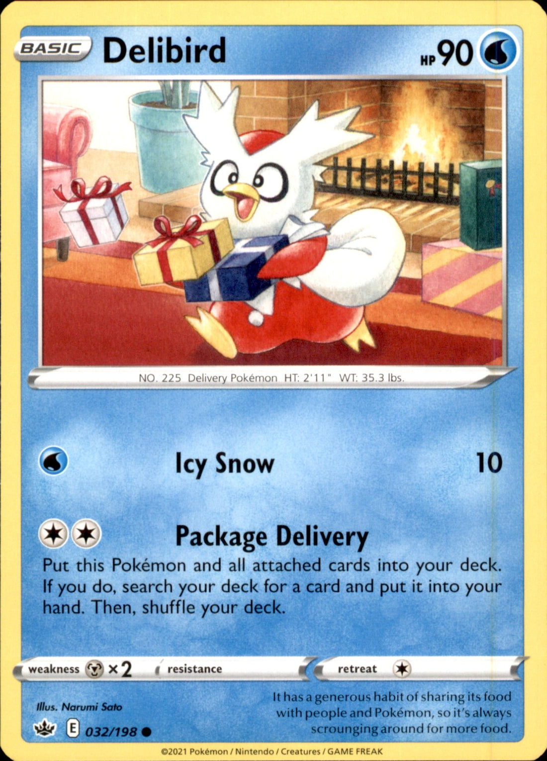 Delibird Common SWSH06: Chilling Reign 032/198 NM