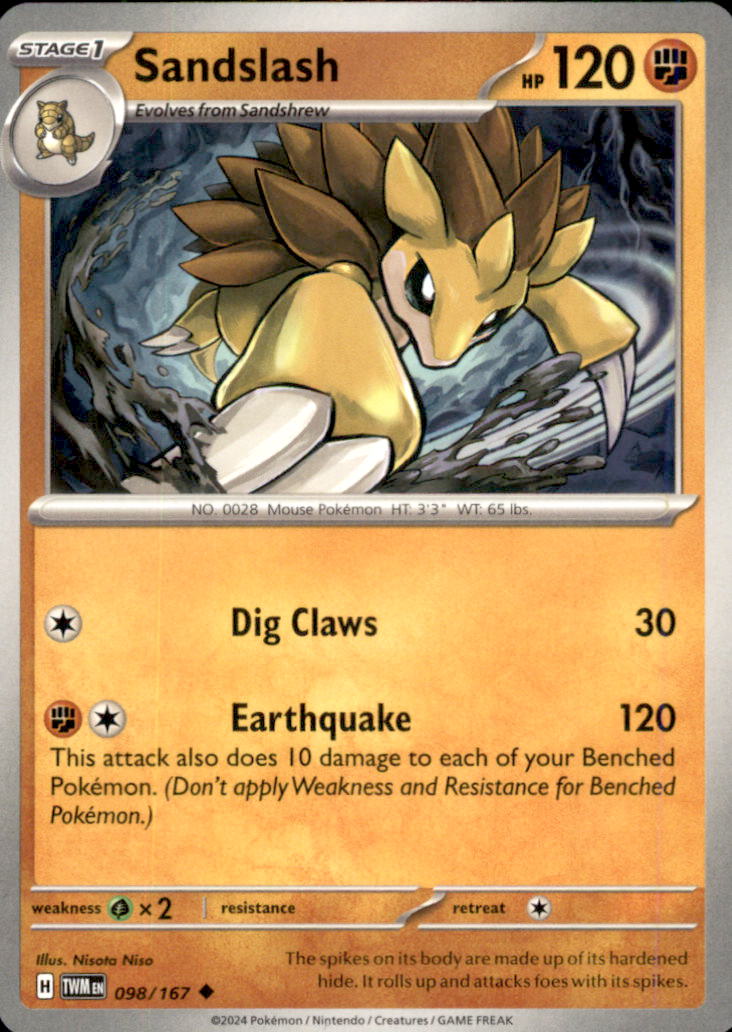 Sandslash Uncommon SV06: Twilight Masquerade 098/167 NM