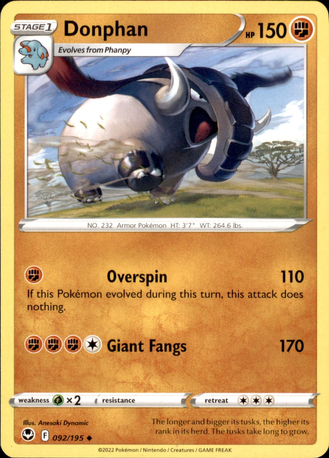 Donphan Uncommon SWSH12: Silver Tempest 092/195 NM