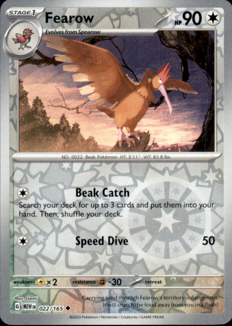 Fearow Reverse Holo Uncommon SV: Scarlet & Violet 151 022/165 NM