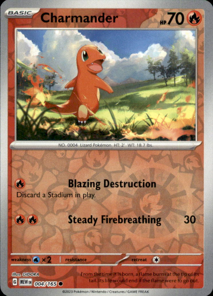 Charmander Reverse Holo Common SV: Scarlet & Violet 151 004/165 NM