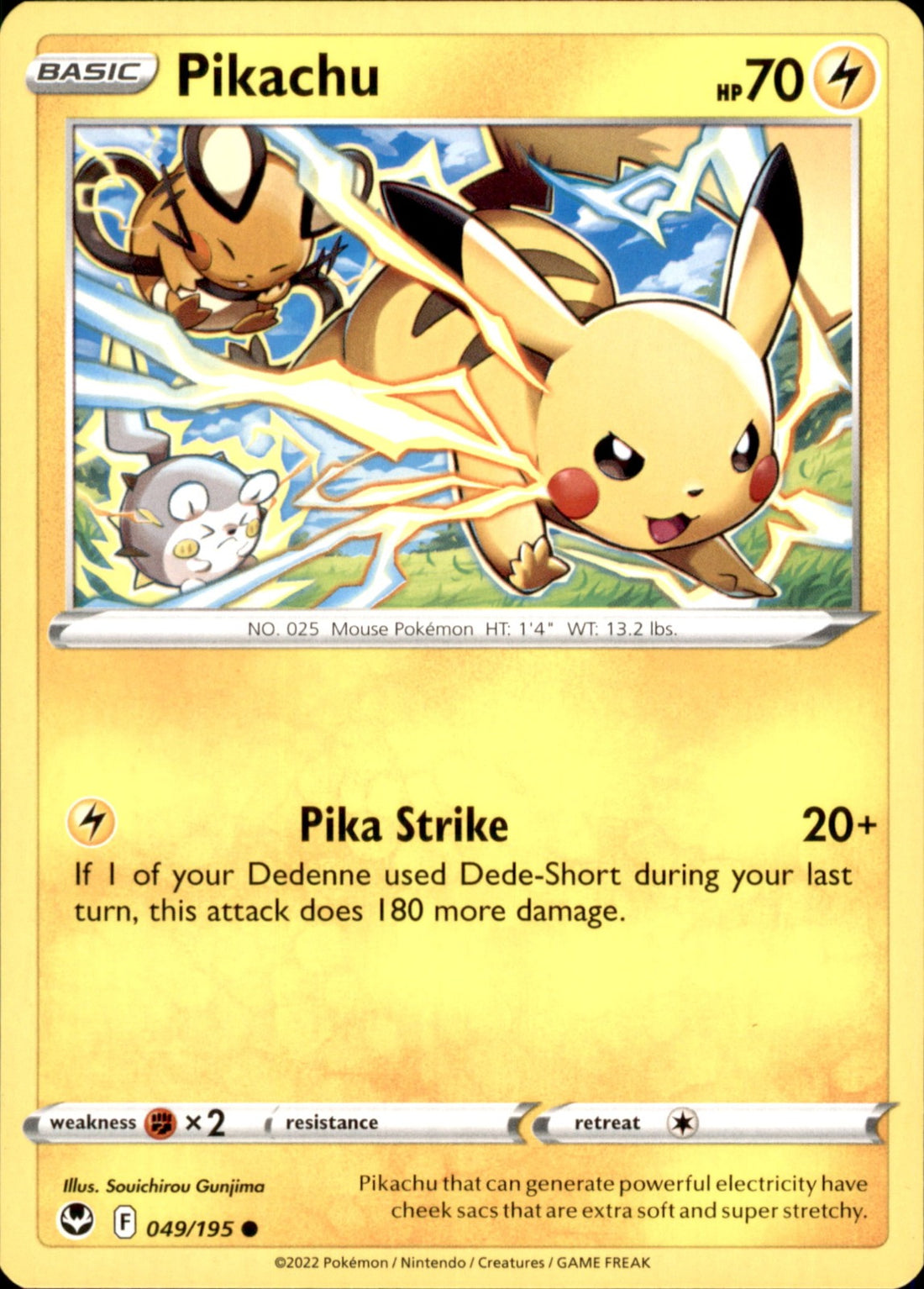 Pikachu Common SWSH12: Silver Tempest 049/195 NM